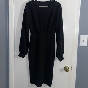 Shein black short dress with lantern sleeves